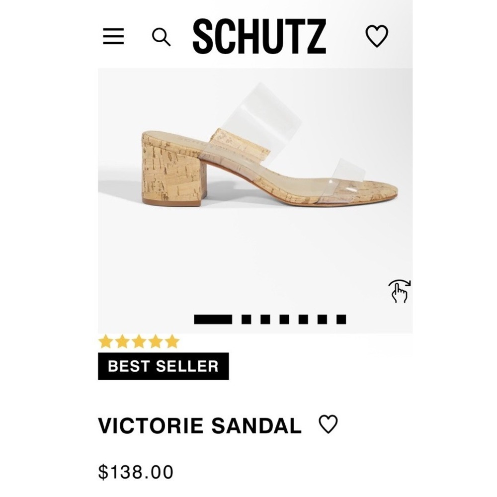 Schutz Women's Clear Strap Cork Mule Sandals Block Heel Slip-On Open Toe 8B